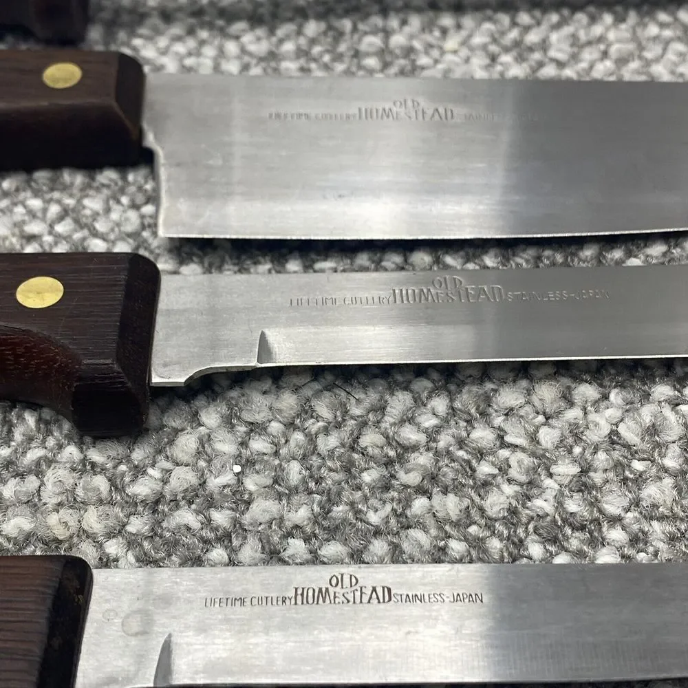 Old Homestead Knife Set 4 Knives Sharpener With Holding Block‎